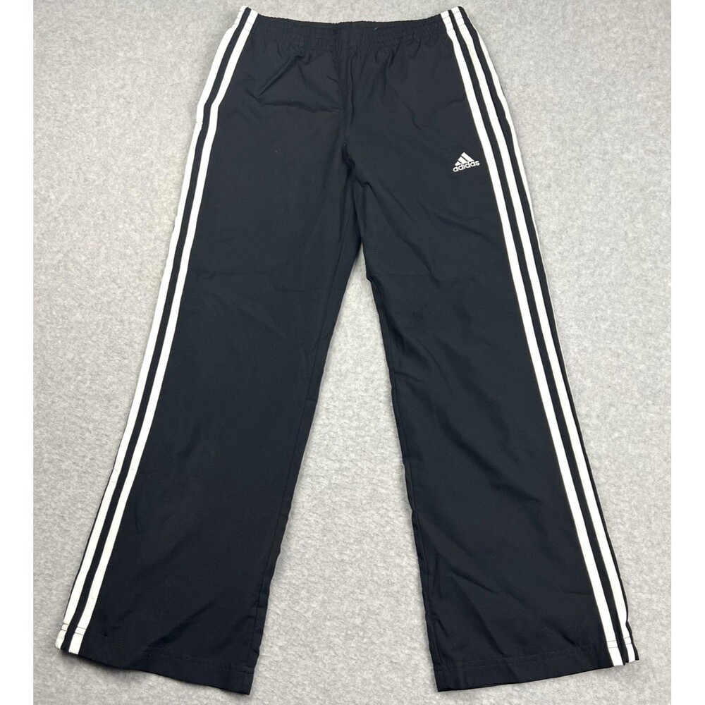 ADIDAS Unisex Kids 9-10 Years Black 3-Stripes Woven Track Pants Activewear